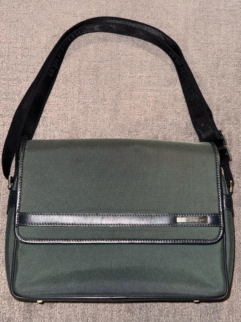 Vintage Samsonite Dark Green Laptop Messenger Crossbody Bag